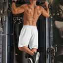 COOFANDY Mens Athletic Running Shorts 9" Lightweight Quick Dry Drawstring Mesh Gym Shorts with Zipper Pockets (White) M