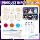 Arrowbash 122 Pcs Space Party Favors Kit 24 Sets Astronaut Painting Crafts with Astronaut Bubbles Wands, Wooden Space Cards Clear Triangle Bags Ribbon Rolls Galaxy Birthday Party Supplies