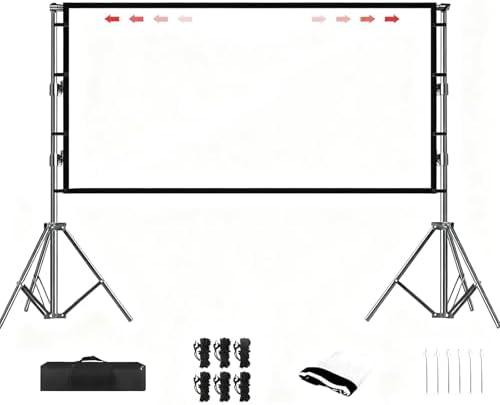 TOWOND Projector Screen with Stand 100 120 inch, Portable 16:9 4K HD Lightweight Movie Screen with Carry Bag for Backyard Movie Night(100in)