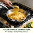 Umite Chef 12 inch 5 Ply Stainless Steel Frying Pan Non-Toxic PFOA&PTFE Free Skillets, Professional Cookware- Oven Safe & Induction Compatible, Fast & Even Heat, Heavy Duty, Cool Grip Handles