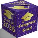 3 x OHOME Graduation Decorations - Purple Gold Graduation Card Box for Graduation Decorations Class of 2026 2027 - Graduation Party Decorations Decor Supplies Favors,Graduation Centerpieces 2026