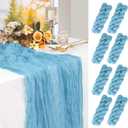 8 Pack Baby Blue Cheesecloth Table Runner, 10 ft, Boho Gauze Table Runner for Wedding, Thanksgiving, Party Decoration