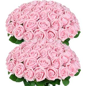 9 Pcs Pink Roses Artificial Flowers, Real Touch Velvet Roses Bouquet Fake Flowers Bulk, Artificial Roses with Long Stems for Birthday Gift Women Mom DIY Bridal Wedding Centerpiece Decorations