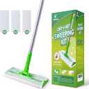 Eyliden Sweeper Mop with 36 Refills - 3 Types of Disposable Dry & Wet Cloths | Lock-Tight Design No Lost Pads, Universal Refills, Multi-Surface Sweeping Starter Kit for Pet Hair, Dust, Floor Cleaning