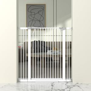 41" Extra Tall Baby Gate for Doorway, 29.6-40.5'' Metal Pet Baby Safe Gate, Extra Wide Pressure Mounted Child Door with Expansion Kit, No Drilling Cat Fence Indoor, No Climb Cat Proof Gate, White