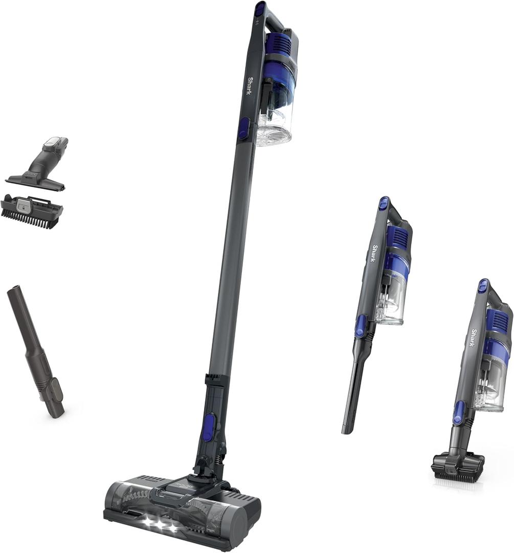 Shark Pet Cordless Stick Vacuum with XL Dust Cup, LED Headlights, Removable Handheld Vac, Crevice Tool, Portable Vacuum for Household Pet Hair, Carpet and Hard Floors, 40min Runtime, Grey, IX141