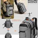 2-in-1 Detachable Rolling Backpack & Daypack, 56L Large Backpacks with Wheels Fits 17 Inch Laptop, Water Resistant, Carry On Luggage for College, Travel, Camping, Hiking Grey, 13.78 x 20.47 inches