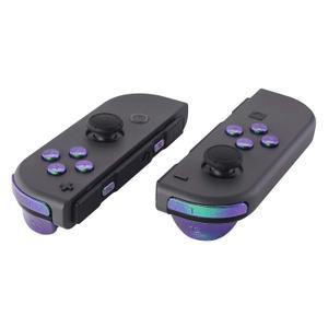 eXtremeRate Green Purple Chameleon Glossy Replacement ABXY Direction Keys SR SL L R ZR ZL Trigger Buttons and Springs, Full Set Buttons with Tools for Nintendo Switch Joycon & Switch OLED Joy con
