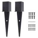2 Pcs 4"x4" Fence Post Anchor,Inner Size 3.6"x3.6" Heavy Duty Fence Post Anchor Ground Spike 22" with Black Powder-Coated Outdoor Support Deck,Fence,Porch,Railing,Mailbox..