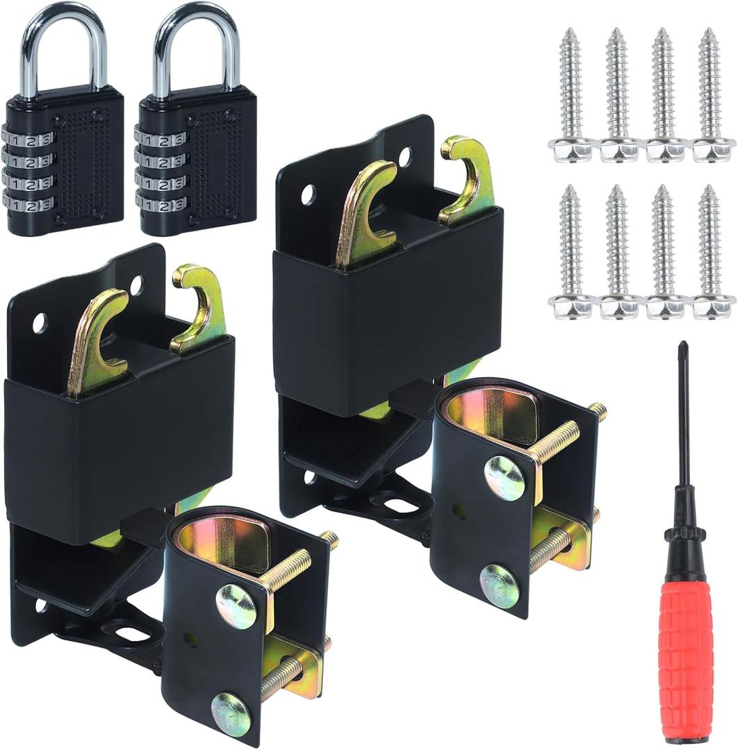 2 Pack S16100700 Two Way Lockable Gate Latch(Small Size Version: 3"L x 5"H) with Black 4-Digit Combination Lock for Metal Gates with 1-1/4" to 1-1/2" Diameter Tubes