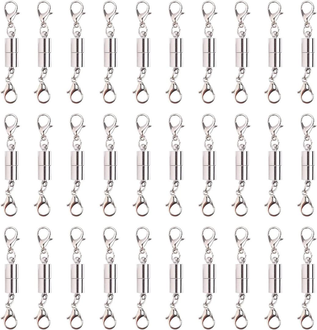 30 Pieces Silver Magnetic Jewelry Locking Clasps Necklace Clasps and Closures Bracelet Lobster Clasp Connector for DIY Necklace Bracelet Jewelry Making Supplies