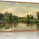 Tinonedraw Vintage Nature Framed Canvas Wall Art Set of 3, French Country Wall Decor, Rustic Landscape Farmhouse Art Paintings, Olive Green Trees Art Prints for Living Room Bedroom Office 20"x40"