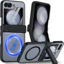 for Samsung Galaxy Z Flip 6 Case Compatible with Magsafe [Hinge Protection Kickstand][Built-in Screen Protector] 12FT Military Shockproof Full Body Phone Case for Galaxy Z Flip 6 (Black)