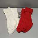 XIMISHOP 4PCS Christmas Stockings, 18inch Large Personalized Cable Knitted Xmas Hanging Stocking Decorations with Name Tags for Holiday Christmas Party Family Decor (Red and White)