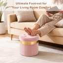 xuperbonus Small Ottoman with Storage,Folding Round Ottoman with Gold Trim,Velvet Storage Stool,Foot Stool with Soft Padded,Foot Rest for Living Room13x13x12.4(Pink,1pcs)