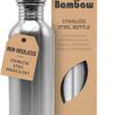 Bambaw Water Bottle 500 ml Eco Non-Insulated Stainless Steel Sports Bottle BPA-Free (16 oz, Silver)