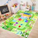 Alphabet Rugs for Kids Playroom - ABC Rug for Classroom with ABC Alphabet,Animals Colors,ABC Carpet for Children Playroom Cartoon Kids Play Mat for Bedroom Decor,Green,2.5x4 Feet