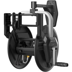 Giraffe Tools Garden Hose Reel Wall Mount, 125FT 5/8" Hose Capacity, Heavy Duty Water Hose Reel, Hose Guide Pre-Installed with Crank, 210 Swivel, for Yard Lawn Garage