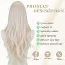FREE BEAUTY Long platinum Blonde Wavy Wig for Women Middle Part Curly Wavy Wig Natural Looking Synthetic Heat Resistant Fiber Wig for Daily Party Use 26 Inch