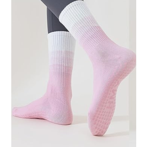 Ivyhouse Pilates Yoga Socks with Grips for Women - Colorful Non Slip Crew Athletic Socks - Cute Grippy Workout Hospital Socks, 3 Pairs, Purple*3