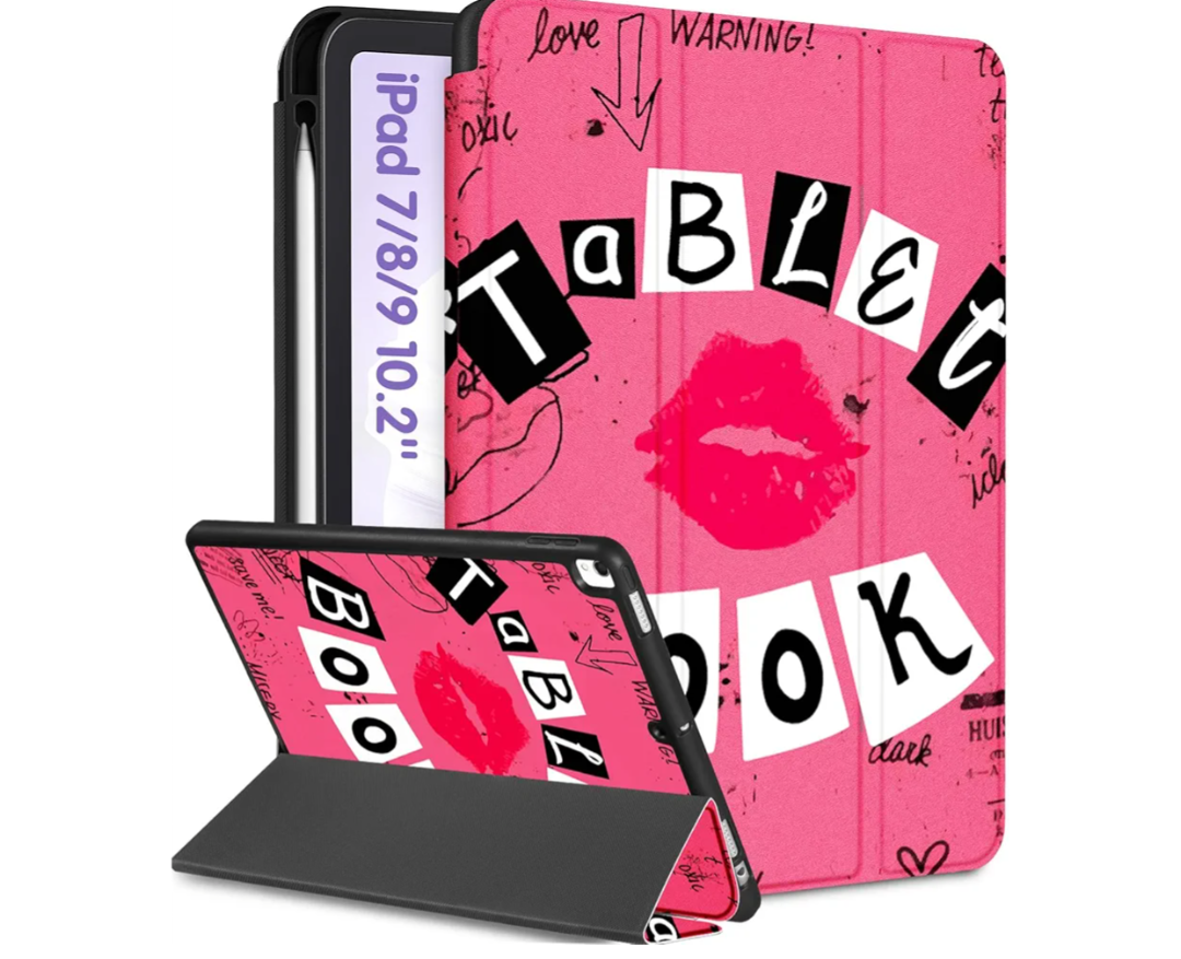 Uppuppy for iPad 9th/8th/7th Generation Case 10.2 Inch Girls Cute Women Folio Smart Cover with Pencil Holder Red Lips Design Funny Girly Teens Unique Cases for iPad 7/8/9 Gen A2602 A2270 A2197