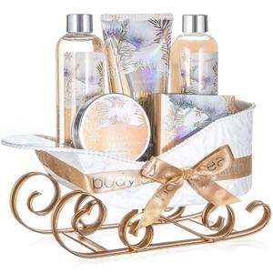 Gift Baskets for Women, Body & Earth Gift Set with Jasmine & Honey Scent Includes Bubble Bath, Hand Cream, Holiday Gift Baskets, Bath and Body Gift Sets for Women, Happy New Year Gifts