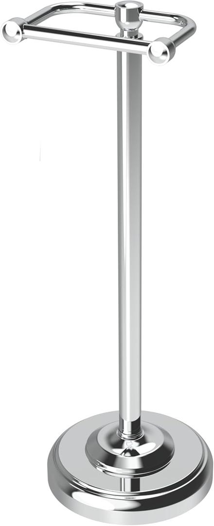 Toilet Paper Holder Stand, Toilet Paper Holder Free Standing,Post Pivoting Design & Stable Weighted Base SUS304 Stainless Steel for Bathroom (Chrome)
