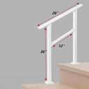 Hand Rails for Outdoor Steps，Stair Handrail & Indoor Stair Railing Kit，Railings for Outdoor Steps for Fence & Outdoor Steps (1, White-Straight, 2 Step)