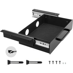 VEVOR Under Desk Drawer Slide Out, 13 inch Attachable Desk Drawer for Sit Stand Workstation, Hidden Under Counter Drawers for office Home, Black