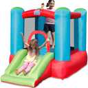 ACTION AIR Toddler Inflatable Bounce House w/Blower, Durable Sewn & Extra Thick for Indoor/Outdoor Fun with Slide, 61 inches x 85 inches x 55 inches