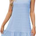 Naggoo Womens Sundress Summer Dresses for Women 2026 Sleeveless Tank Dress Spring Beach Boho Mini Dress (Blue, XXL)