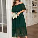 SCOMCHIC Womens Plus Size Formal Dresses Off Shoulder Lace White Bridesmaid Wedding Guest Evening Party Boho Maxi Dress (Green, XXXL)