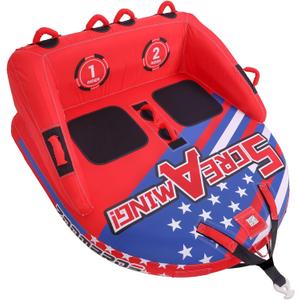 ZOOMBROS Towable Tubes for Boating 2-3Person, Front/Back Tow Points Sofa Style Boat Tubes and Towables, Holds 340-510 lbs Large Capacity, Premium Nylon Cover, Perfect for Kids & Adults, Re