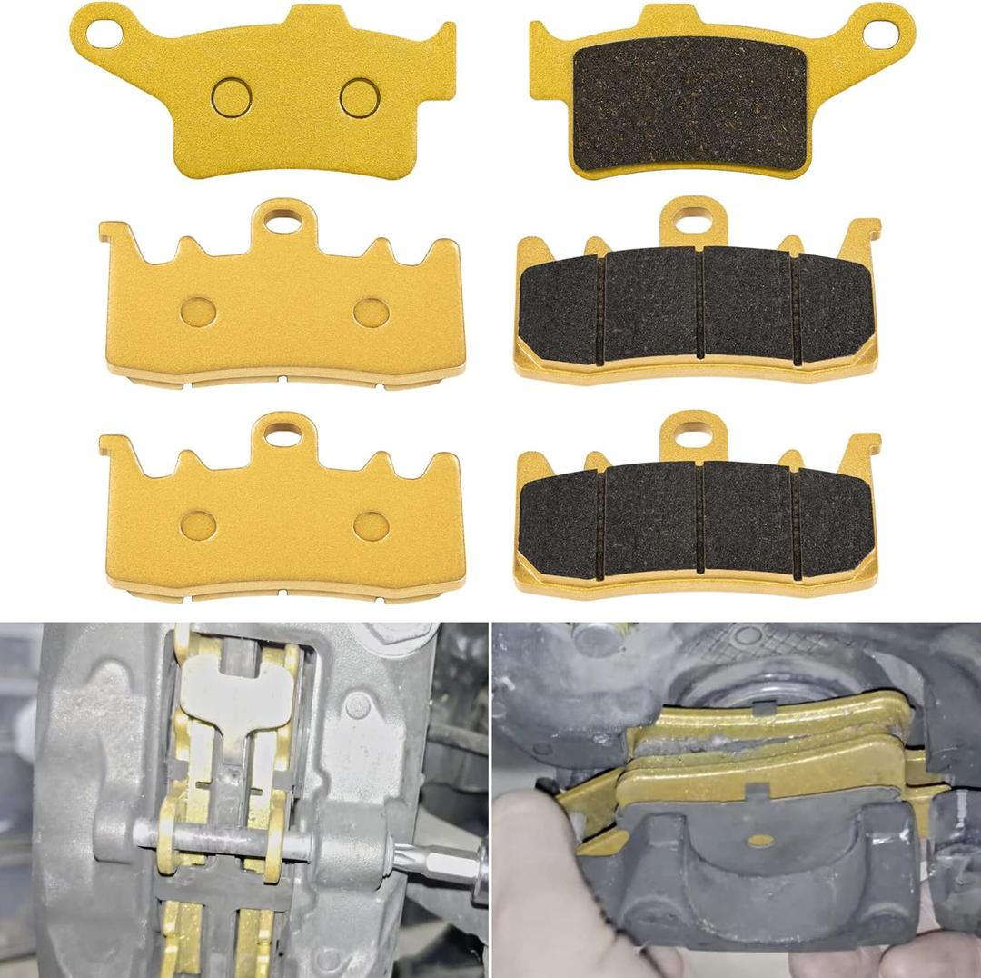 Front + Rear Brake Pads for 2008-2012 Can Am Spyder RS GS SE5 SM5 RT RT-S LTD RS-S Roadster, Heavy Duty Ceramic Disc Metal Replacement Brake Pads Kit (3 Sets)
