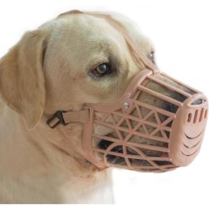 Basket Dog Muzzle for Large Medium Small Dogs, Cage Muzzles to Prevent Biting Chewing Licking Scavenging, Mouth Cover with Adjustable Strap for Vet Visits, Grooming, Walking(Size 4, Beige)