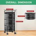 JAQ 3-Tier No Assembly Vegetable Storage Rack, Under Counter Rotating Fruit Basket with Wheels, Carbon Steel Kitchen Organizer for Potato Onion, Fruteros Para Cocina, Black