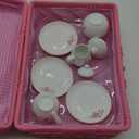 Porcelain Tea Set for Girls - Pink Ceramic Tea Cups with Pink Box - Glass Toy for Kids Party - Ideal Gift for Toddlers and Children's Ages 3 Years Old - Floral Design, 13 Pieces