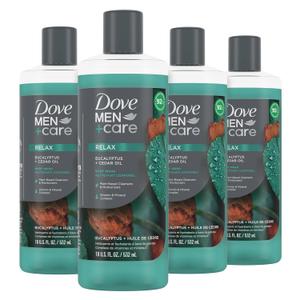 DOVE MEN + CARE Body 4 Count Wash Eucalyptus + Cedar Oil to Rebuild Skin in the Shower with Plant-Based Cleansers and Moisturizers 18 oz DOVE MEN + CARE Body 4 Count Wash Eucalyptus + Cedar Oil to Rebuild Skin in the Shower with Plant-Based Cleansers and Moisturizers 18 oz