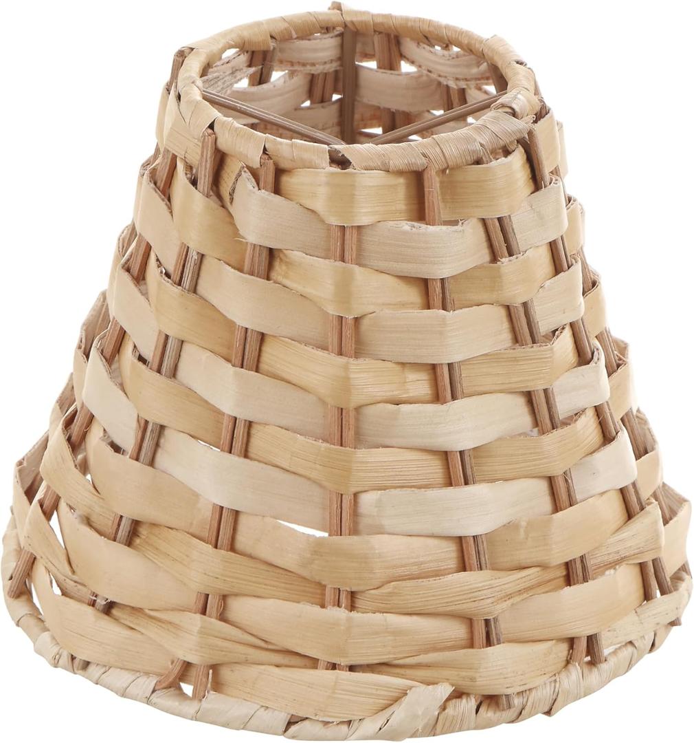Aspen Creative 51001-1, Empire Clip-On Chandelier Lamp Shade, Natural Banana Leaf, 3" Top x 6" Bottom x 4-3/4" Slant Height