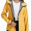 LAZAWG Rain Jacket Women Rain Coat with Hood Lightweight Breathable Waterproof Raincoat for Hiking Outdoor Travel Size M