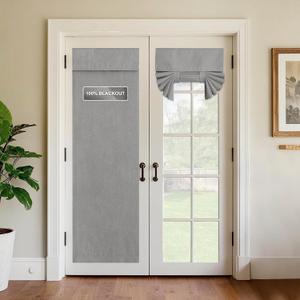 StangH Grey 100% Blackout Door Window Curtains for Bedroom, Lightweight Linen Textured Energy Efficient Patio Door Shade for Sliding Glass Home Office, W26 x L80, 1 Panel