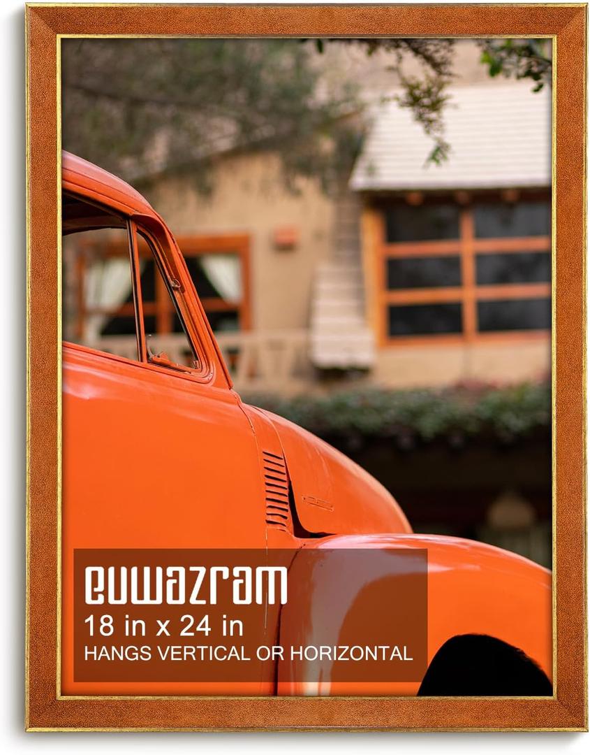 Suede 18x24 Frame - Single Frame, Christmas Elegant Brown 18 x 24 Poster Frame, 18x24 Picture Frame for Artwork Puzzles Photos and Movie Posters