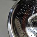 Stainless Steel Perforated Colander Strainer with Long Green Handle Sieve Sifters Use for Kitchen Food Pasta Noodles Spaghetti Vegetables Silver - 7.9inch