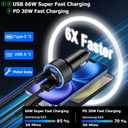 131W Car Charger Super Fast Charging Cigarette Lighter USB Phone Accessories Charger Voltmeter Adapter with QC USB c Type c PD Universal Quick Charge Multi 4 Port for 12-24v Car Cigarette Lighter Plug