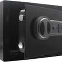 Yuanshikj Steel Security Safe Lock Box with Electronic Keypad and Emergency Power Input Port,for Cash, Jewelry, Documents, 12.2" W x 7.87" D x 7.87" H (Black, 0.44 Cubic Feet)