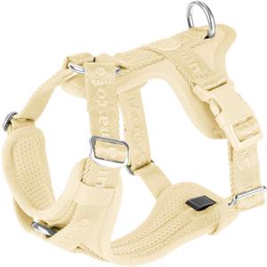 No Pull Dog Harness with Lycra, Three-Point Force Dispersion & 3D Padding, Adjustable Breathable Mesh for Small Medium Large Dogs(Light Yellow,S) (S(Neck:13.0-22.0,Chest:16.0-25.0))