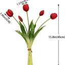 DUYONE 15pcs Artificial Tulips Flowers, Latex Bouquet, Fake Tulips for Office Wedding Party Home Kitchen Garden Decoration(Red,15pcs)