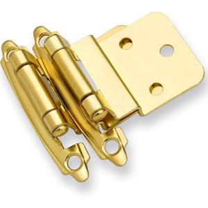 DecoBasics 3/8" Inset Cabinet Hinges Gold (25 Pair -50 Pcs) Offset Self Closing Cabinet Hinges for Kitchen Cabinets Brass Plated w/Silicon Bumpers & Upgraded Screws