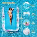 Inflatable Tanning Pool Lounger Float with Sprinkler, Pool Float Adult with Pillow & Cup Holder, Sunbathing Blow Up Tanning Bed, Suntan Tub Raft Floatie for Backyard Summer Water Party Extra-Large