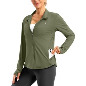 Soothfeel Women's UPF 50+ Lightweight Athletic Jackets Sun Protection Zip Up Long Sleeve Shirts Hiking Workout Outdoor Pocket (Green, S)